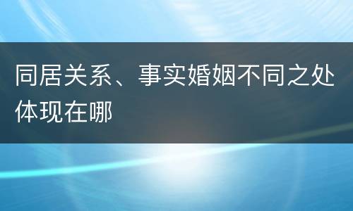 同居关系、事实婚姻不同之处体现在哪