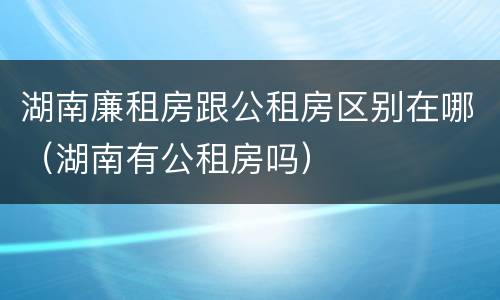 湖南廉租房跟公租房区别在哪（湖南有公租房吗）