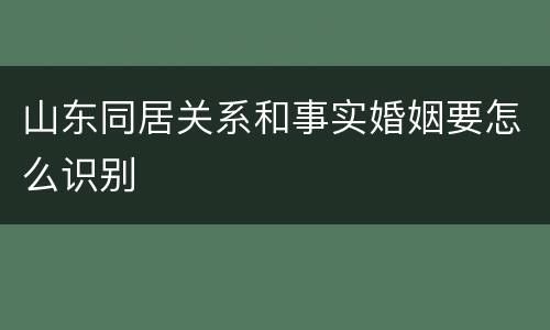 山东同居关系和事实婚姻要怎么识别