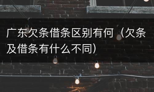 广东欠条借条区别有何（欠条及借条有什么不同）