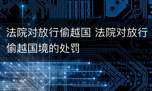 法院对放行偷越国 法院对放行偷越国境的处罚