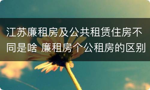 江苏廉租房及公共租赁住房不同是啥 廉租房个公租房的区别