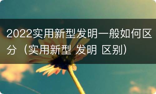 2022实用新型发明一般如何区分（实用新型 发明 区别）