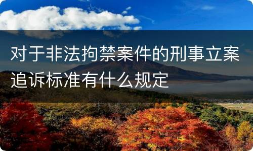 对于非法拘禁案件的刑事立案追诉标准有什么规定