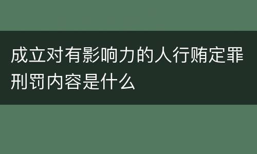 成立对有影响力的人行贿定罪刑罚内容是什么