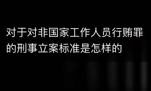 对于对非国家工作人员行贿罪的刑事立案标准是怎样的