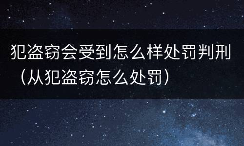 犯盗窃会受到怎么样处罚判刑（从犯盗窃怎么处罚）