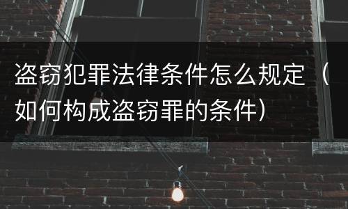盗窃犯罪法律条件怎么规定（如何构成盗窃罪的条件）