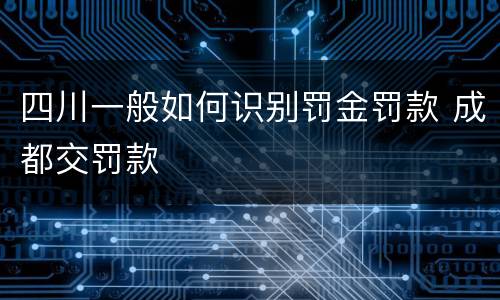 四川一般如何识别罚金罚款 成都交罚款