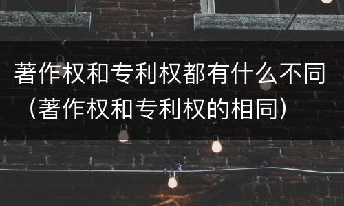 著作权和专利权都有什么不同（著作权和专利权的相同）