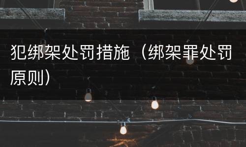 犯绑架处罚措施（绑架罪处罚原则）