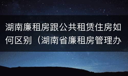 湖南廉租房跟公共租赁住房如何区别（湖南省廉租房管理办法）