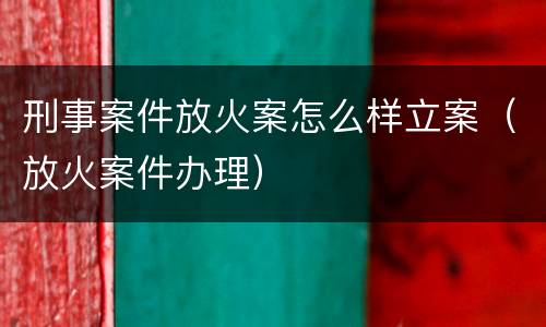 刑事案件放火案怎么样立案（放火案件办理）