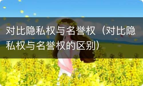 对比隐私权与名誉权（对比隐私权与名誉权的区别）