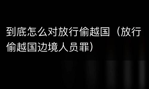 到底怎么对放行偷越国（放行偷越国边境人员罪）