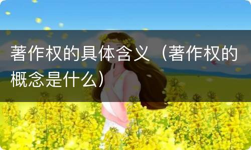 著作权的具体含义（著作权的概念是什么）