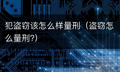 犯盗窃该怎么样量刑（盗窃怎么量刑?）