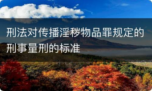 刑法对传播淫秽物品罪规定的刑事量刑的标准