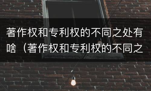 著作权和专利权的不同之处有啥（著作权和专利权的不同之处有啥区别）