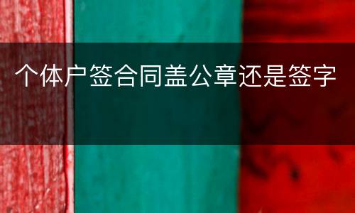 个体户签合同盖公章还是签字