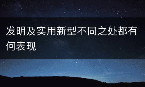 发明及实用新型不同之处都有何表现