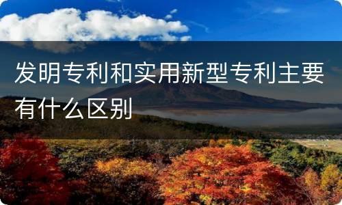 发明专利和实用新型专利主要有什么区别