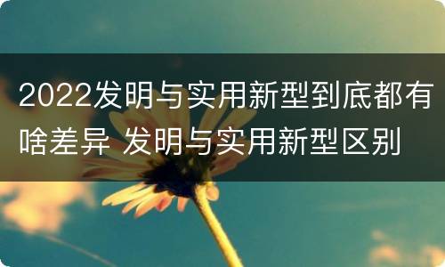 2022发明与实用新型到底都有啥差异 发明与实用新型区别