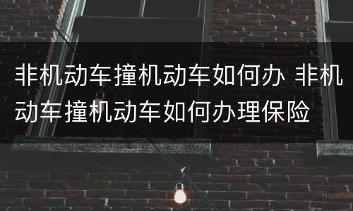 非机动车撞机动车如何办 非机动车撞机动车如何办理保险