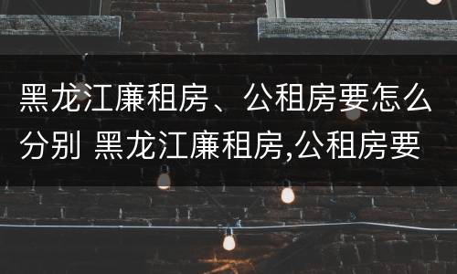 黑龙江廉租房、公租房要怎么分别 黑龙江廉租房,公租房要怎么分别摇号