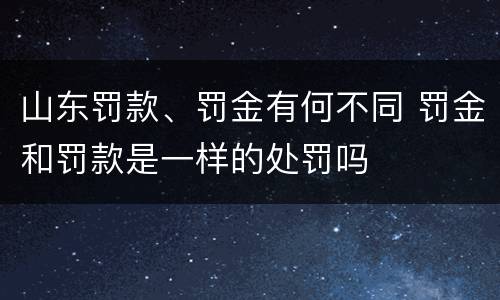 山东罚款、罚金有何不同 罚金和罚款是一样的处罚吗