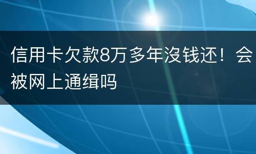信用卡欠款8万多年沒钱还！会被网上通缉吗