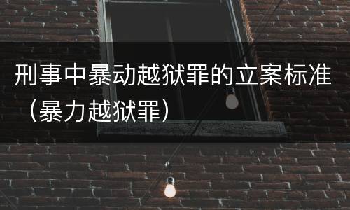 刑事中暴动越狱罪的立案标准（暴力越狱罪）