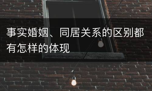 事实婚姻、同居关系的区别都有怎样的体现