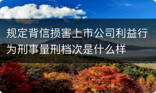 规定背信损害上市公司利益行为刑事量刑档次是什么样