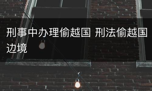 刑事中办理偷越国 刑法偷越国边境