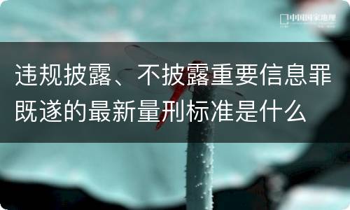 违规披露、不披露重要信息罪既遂的最新量刑标准是什么