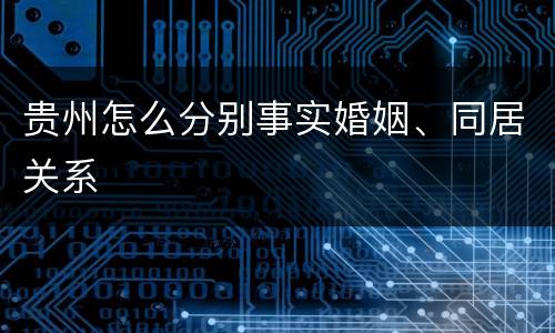 贵州怎么分别事实婚姻、同居关系