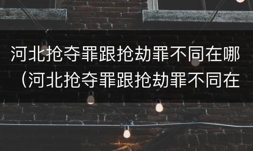 河北抢夺罪跟抢劫罪不同在哪（河北抢夺罪跟抢劫罪不同在哪查）