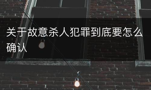 关于故意杀人犯罪到底要怎么确认