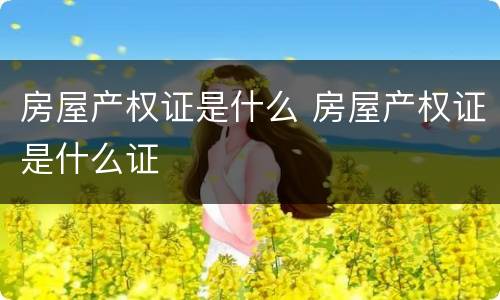 房屋产权证是什么 房屋产权证是什么证