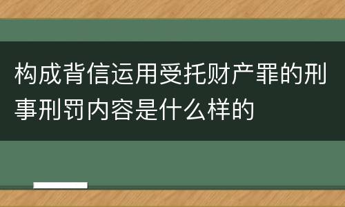构成背信运用受托财产罪的刑事刑罚内容是什么样的