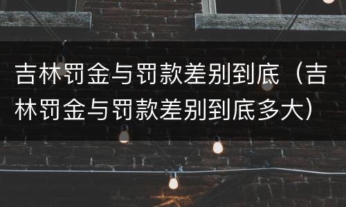吉林罚金与罚款差别到底（吉林罚金与罚款差别到底多大）