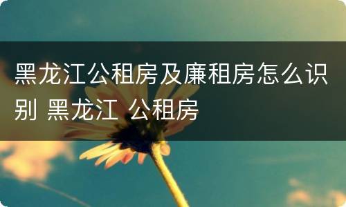 黑龙江公租房及廉租房怎么识别 黑龙江 公租房