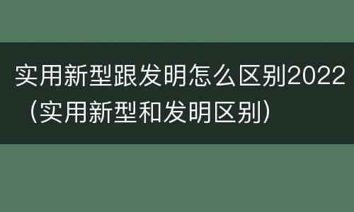 实用新型跟发明怎么区别2022（实用新型和发明区别）