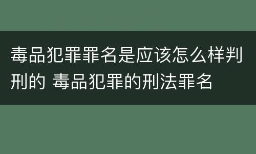 毒品犯罪罪名是应该怎么样判刑的 毒品犯罪的刑法罪名