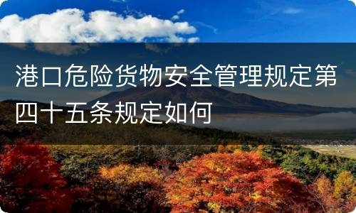 港口危险货物安全管理规定第四十五条规定如何