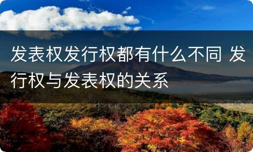 发表权发行权都有什么不同 发行权与发表权的关系