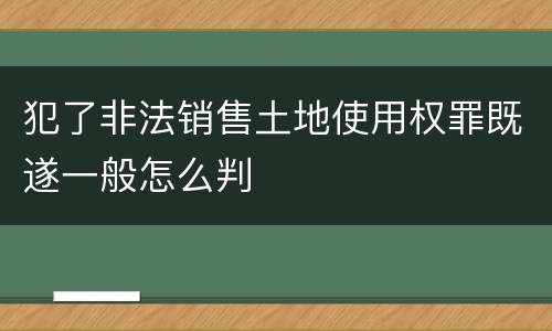 犯了非法销售土地使用权罪既遂一般怎么判