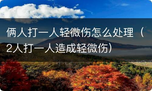 俩人打一人轻微伤怎么处理（2人打一人造成轻微伤）
