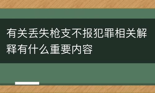 有关丢失枪支不报犯罪相关解释有什么重要内容
